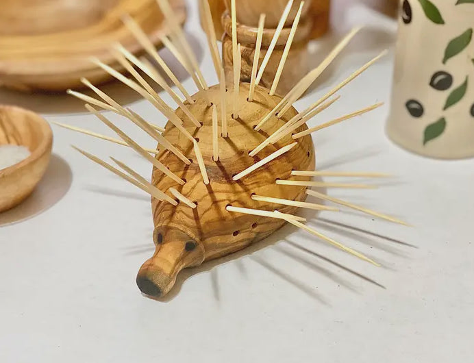 Olive Wood Porcupine Toothpick Holder 6