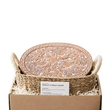 Load image into Gallery viewer, Handmade Bread Warmer &amp; Wicker Basket - Garden - Oval
