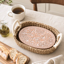 Load image into Gallery viewer, Handmade Bread Warmer &amp; Wicker Basket - Garden - Oval
