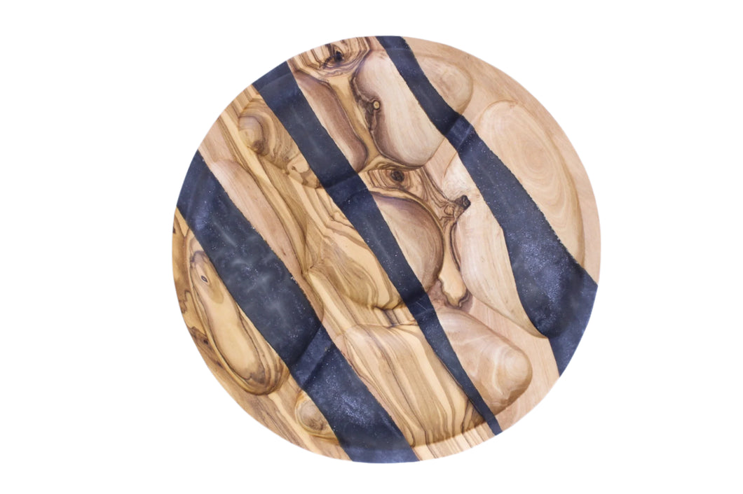 Olive Wood + Resin Round Section Dish
